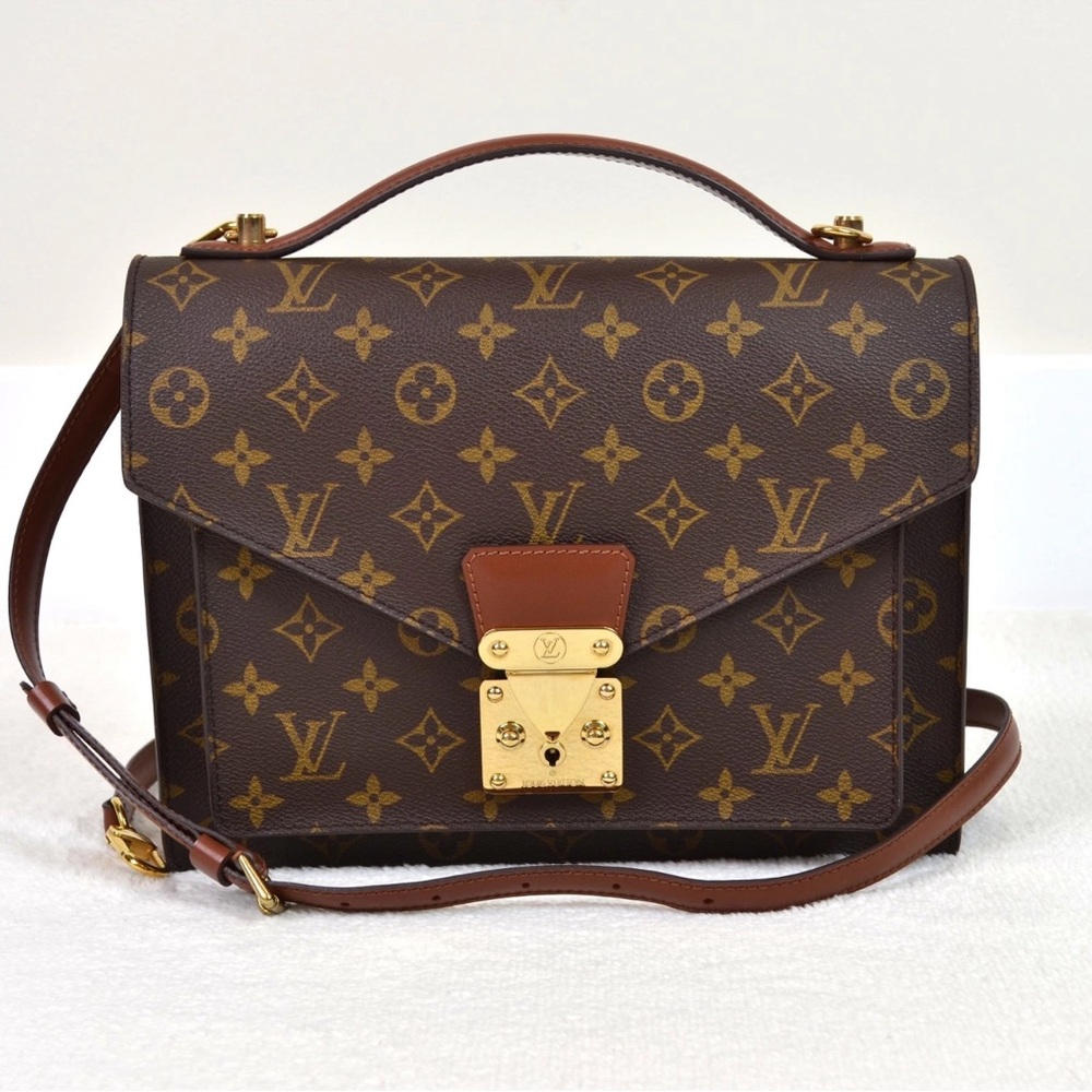 Louis Vuitton Monceau 28 Monogram Canvas Leather Shoulder Bag Handbag crossbody